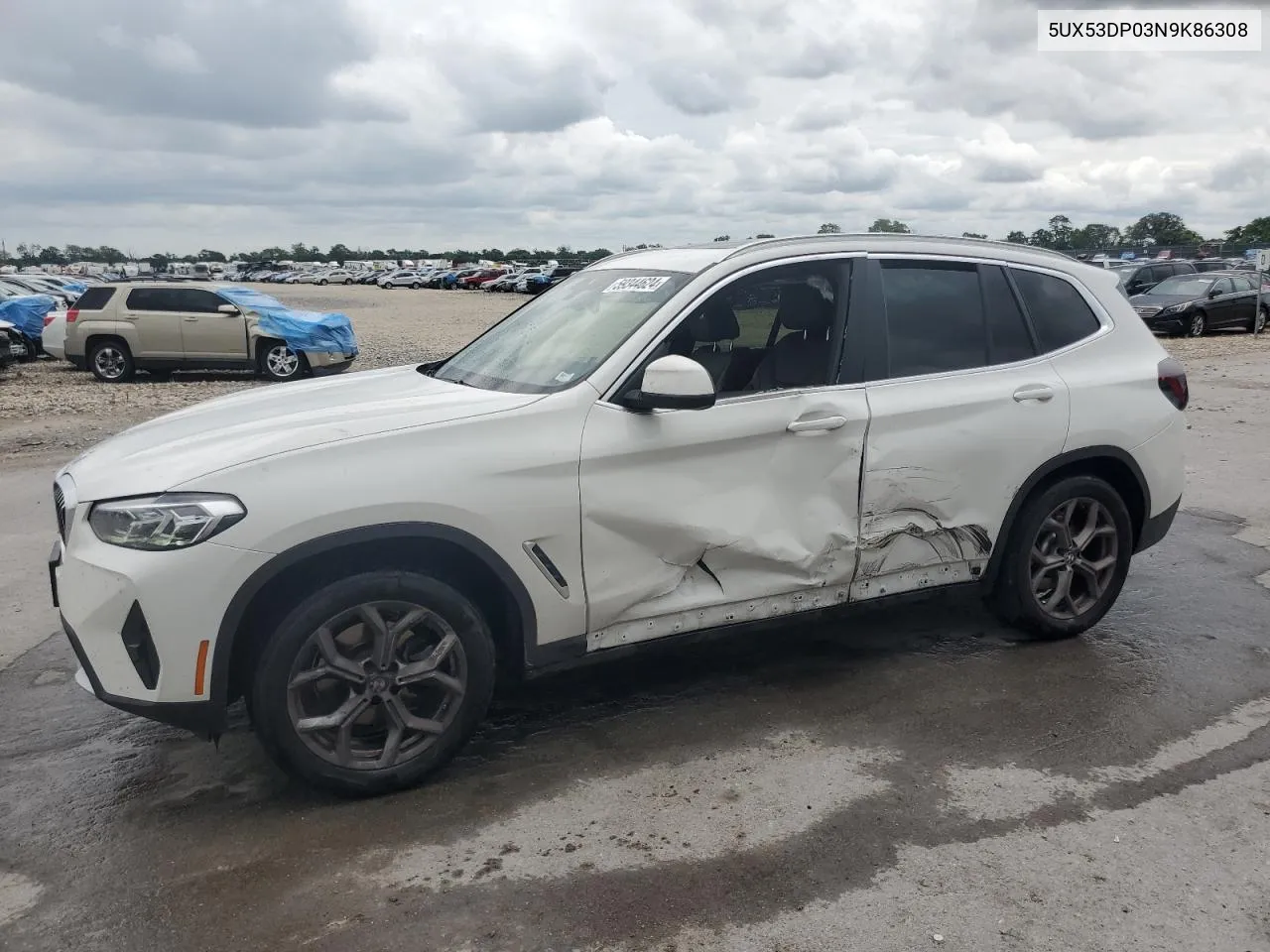 2022 BMW X3 xDrive30I VIN: 5UX53DP03N9K86308 Lot: 59344624