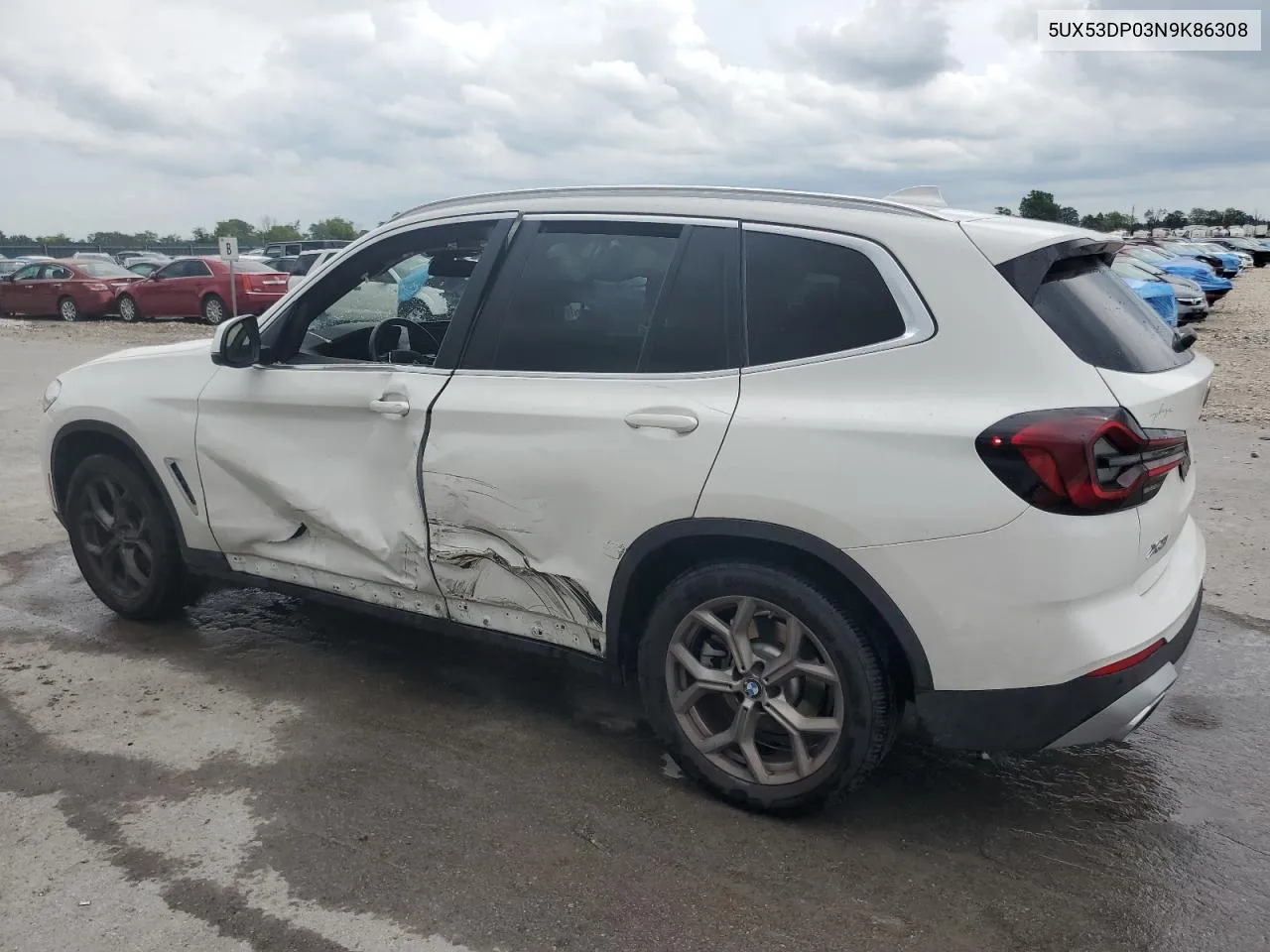 2022 BMW X3 xDrive30I VIN: 5UX53DP03N9K86308 Lot: 59344624