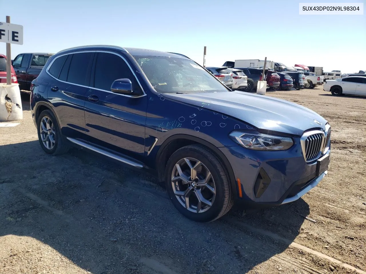 2022 BMW X3 Sdrive30I VIN: 5UX43DP02N9L98304 Lot: 61987544