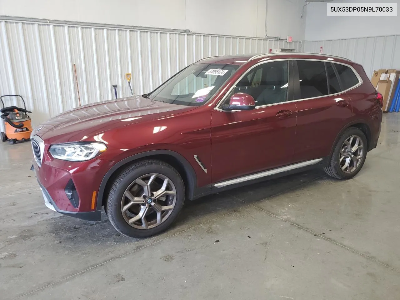 2022 BMW X3 xDrive30I VIN: 5UX53DP05N9L70033 Lot: 64095104