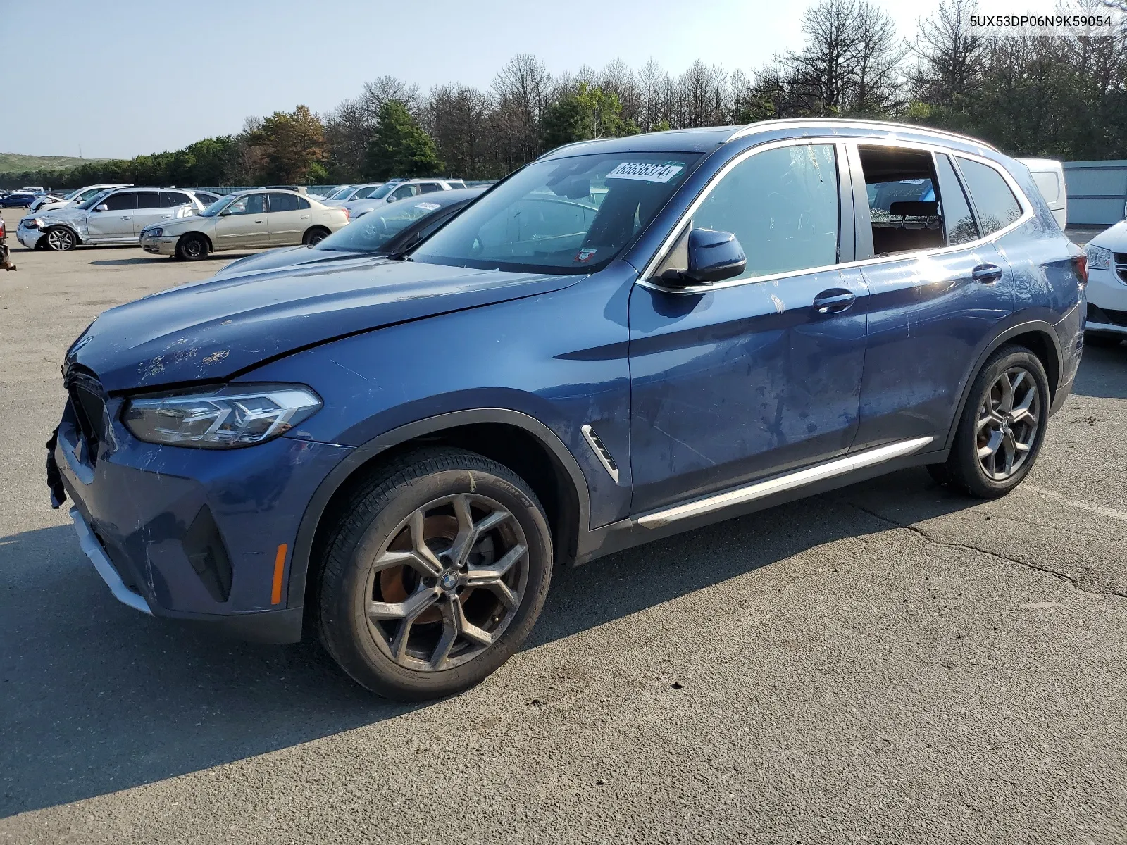 2022 BMW X3 xDrive30I VIN: 5UX53DP06N9K59054 Lot: 65636374