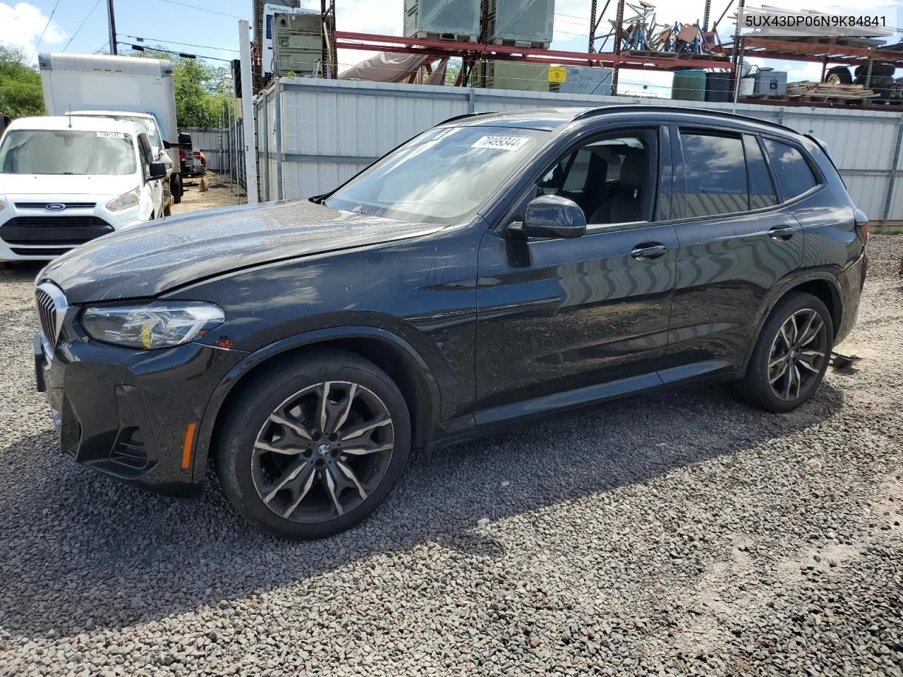 2022 BMW X3 Sdrive30I VIN: 5UX43DP06N9K84841 Lot: 70499344