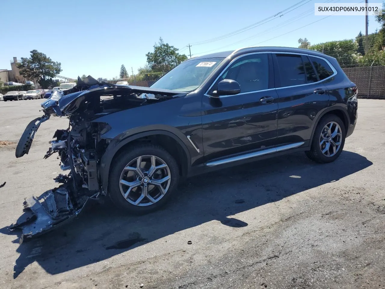 2022 BMW X3 Sdrive30I VIN: 5UX43DP06N9J91012 Lot: 70799674