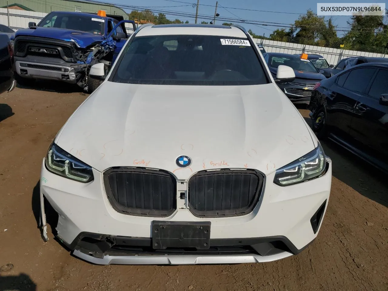 2022 BMW X3 xDrive30I VIN: 5UX53DP07N9L96844 Lot: 71566584