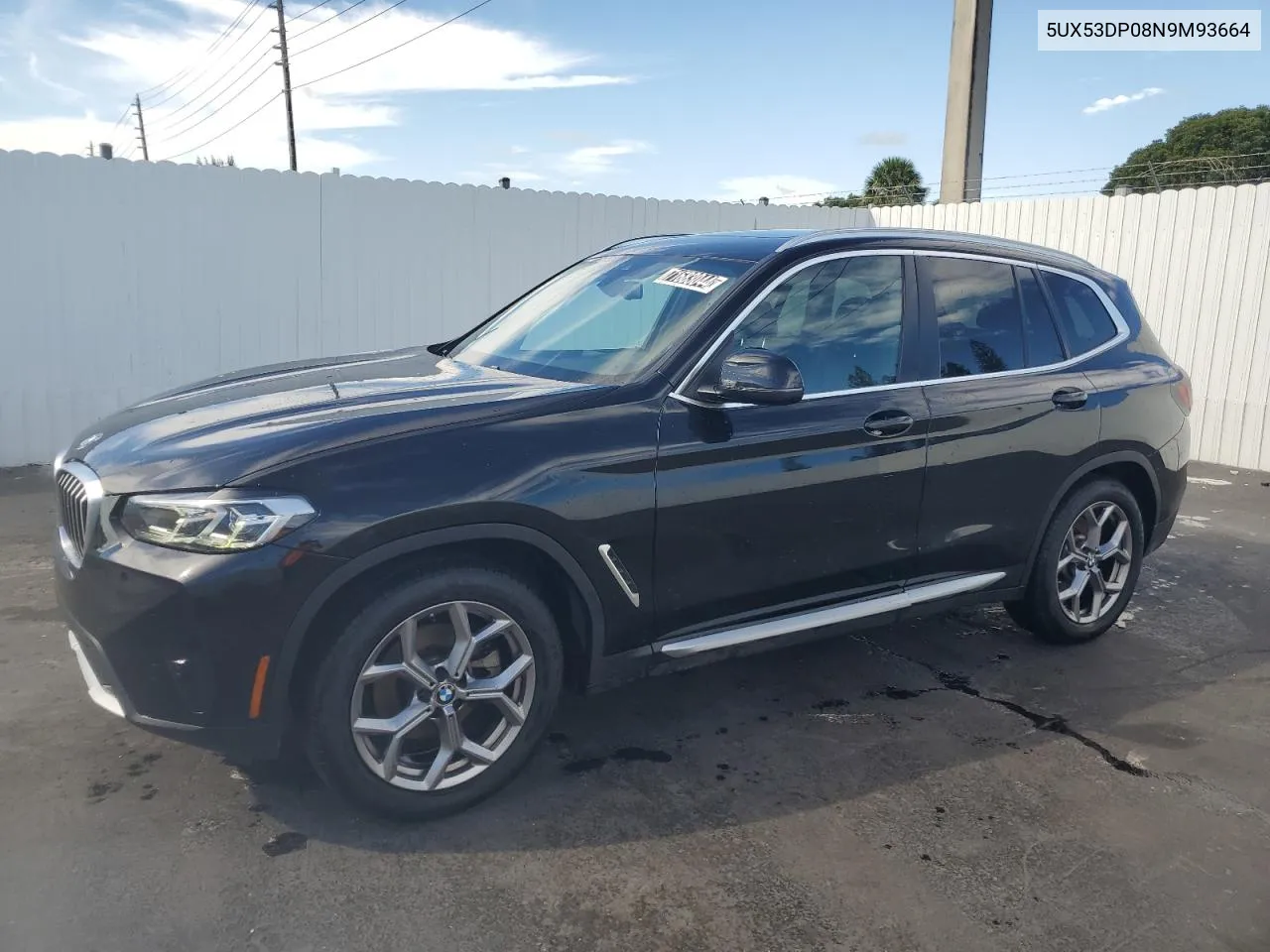 2022 BMW X3 xDrive30I VIN: 5UX53DP08N9M93664 Lot: 71683044