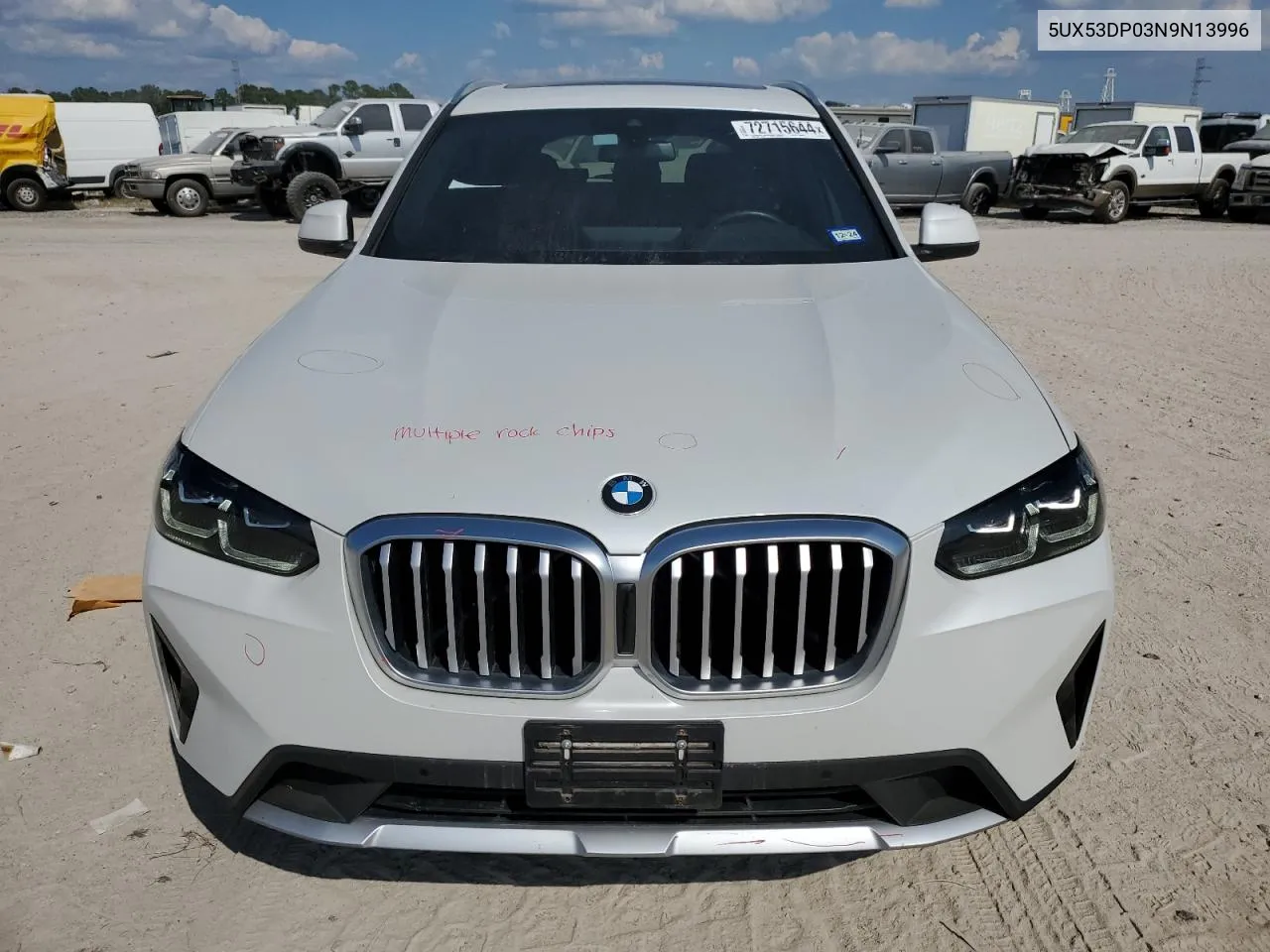 2022 BMW X3 xDrive30I VIN: 5UX53DP03N9N13996 Lot: 72715644