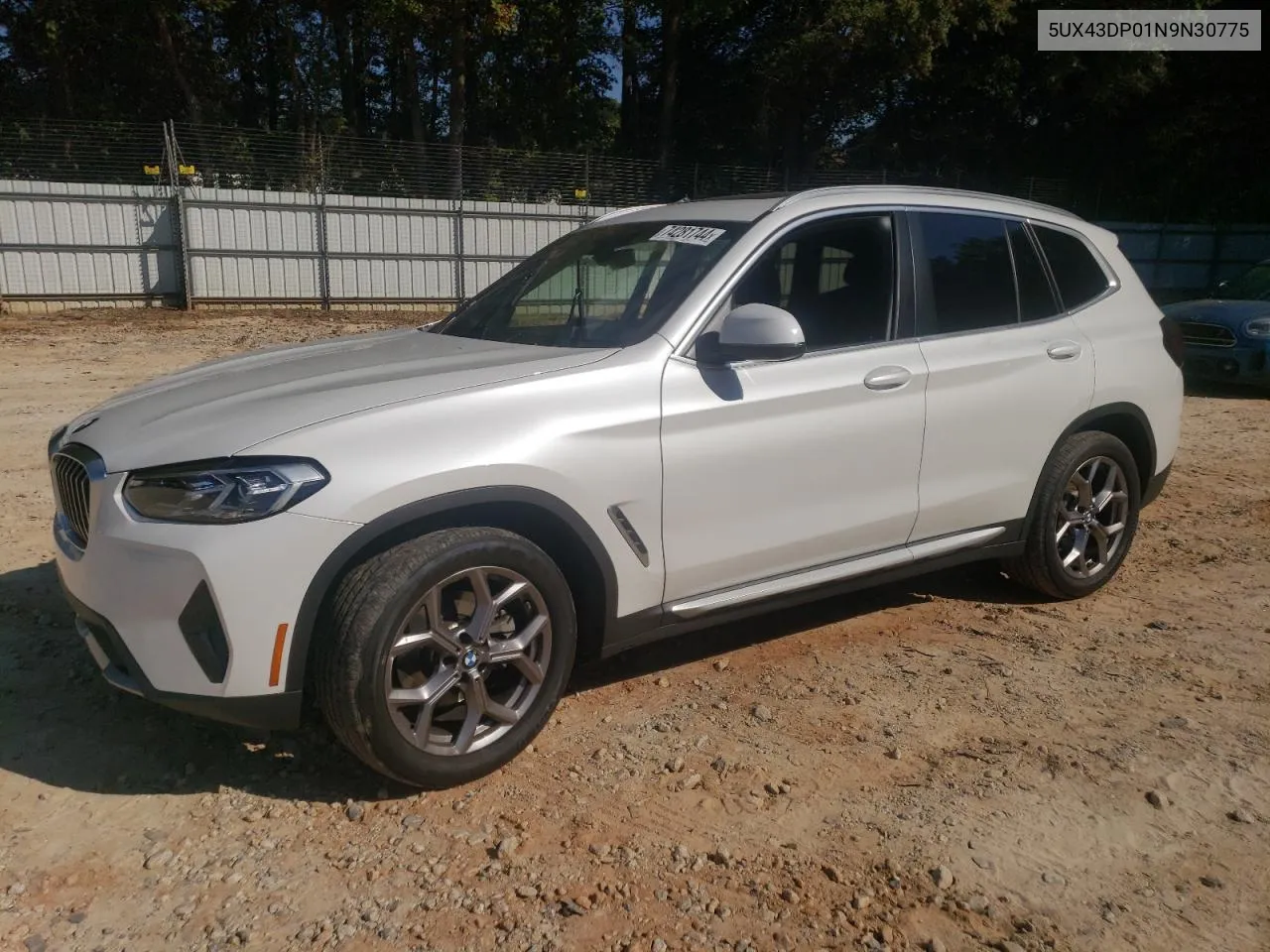 2022 BMW X3 Sdrive30I VIN: 5UX43DP01N9N30775 Lot: 74281744