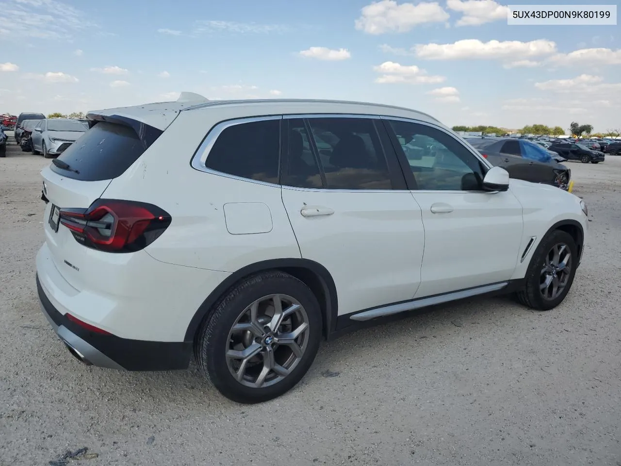 2022 BMW X3 Sdrive30I VIN: 5UX43DP00N9K80199 Lot: 74985414