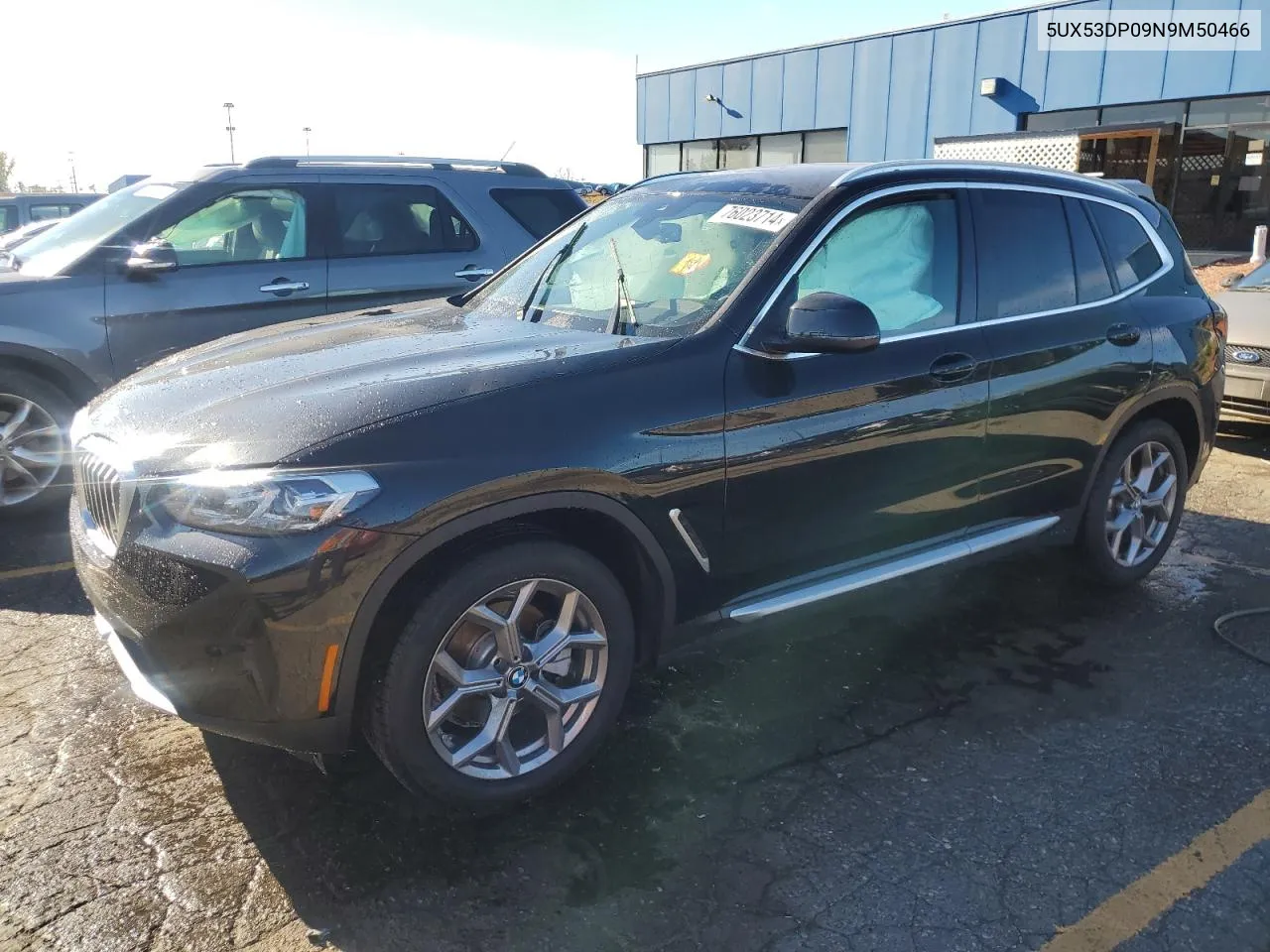 2022 BMW X3 xDrive30I VIN: 5UX53DP09N9M50466 Lot: 76023714