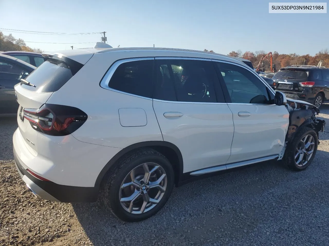 2022 BMW X3 xDrive30I VIN: 5UX53DP03N9N21984 Lot: 77409374