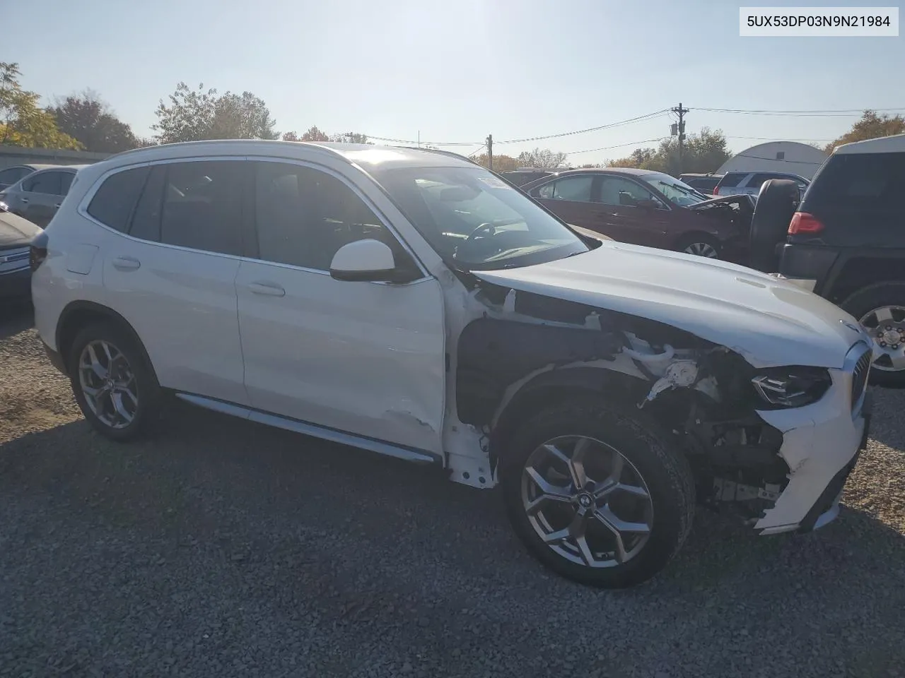 2022 BMW X3 xDrive30I VIN: 5UX53DP03N9N21984 Lot: 77409374