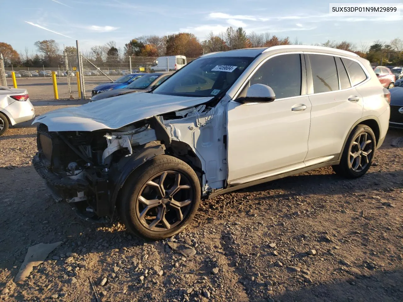 2022 BMW X3 xDrive30I VIN: 5UX53DP01N9M29899 Lot: 77459684