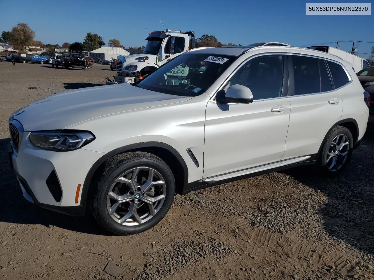 2022 BMW X3 xDrive30I VIN: 5UX53DP06N9N22370 Lot: 77820974