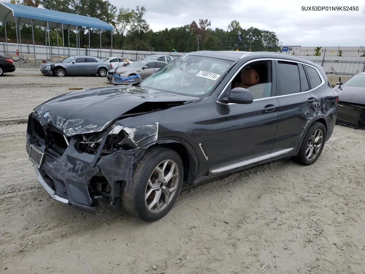 2022 BMW X3 xDrive30I VIN: 5UX53DP01N9K52450 Lot: 78865784