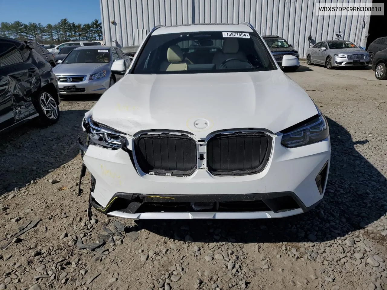 2024 BMW X3 xDrive30I VIN: WBX57DP09RN308818 Lot: 75921494