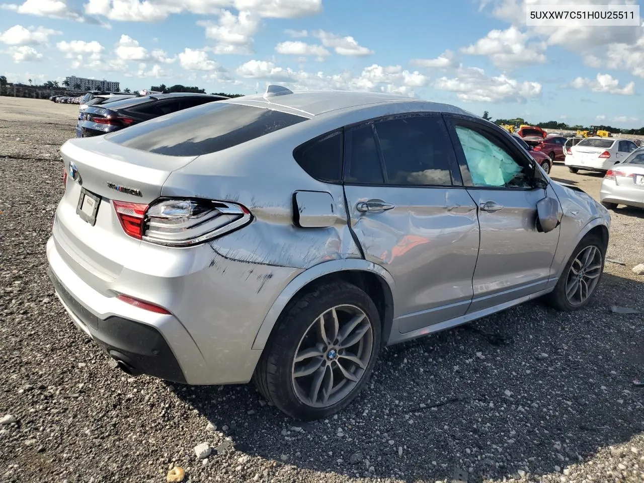 2017 BMW X4 xDrivem40I VIN: 5UXXW7C51H0U25511 Lot: 77492894