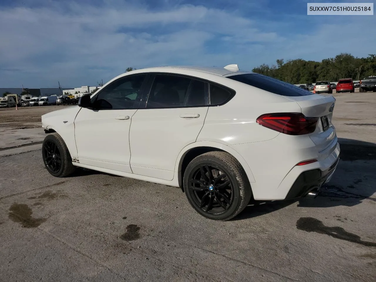 2017 BMW X4 xDrivem40I VIN: 5UXXW7C51H0U25184 Lot: 80037334