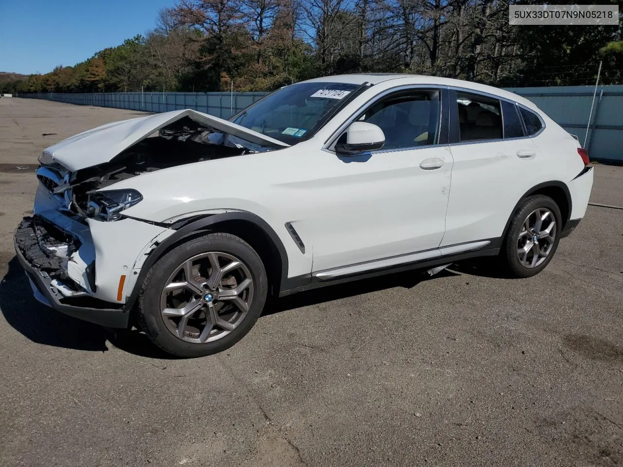 2022 BMW X4 xDrive30I VIN: 5UX33DT07N9N05218 Lot: 74737104