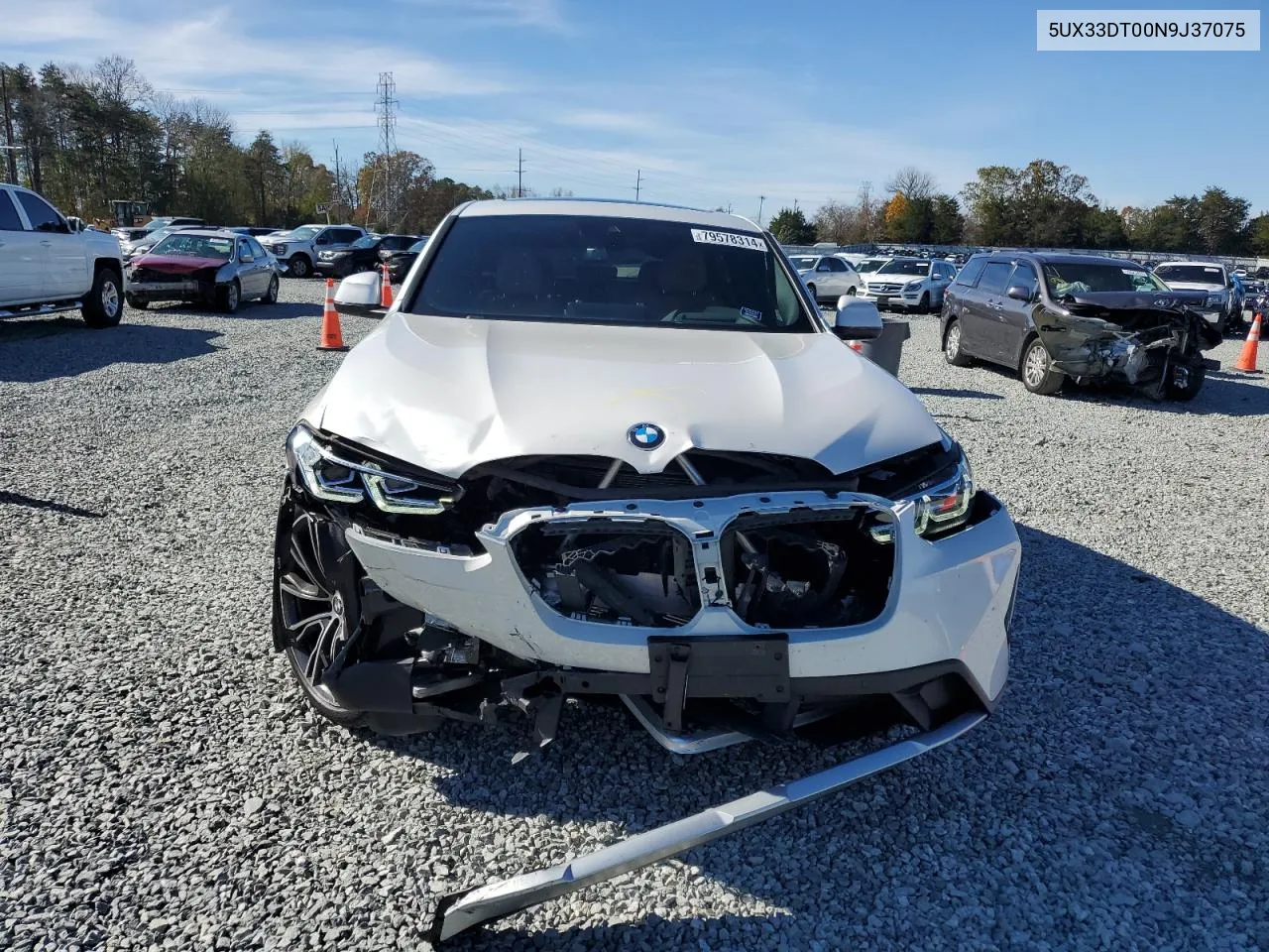 2022 BMW X4 xDrive30I VIN: 5UX33DT00N9J37075 Lot: 79578314