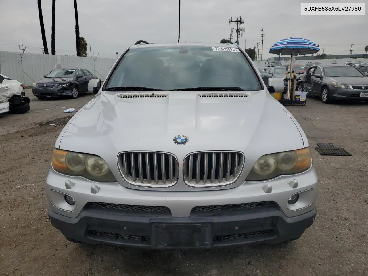 2006 BMW X5 4.4I VIN: 5UXFB535X6LV27980 Lot: 72428424