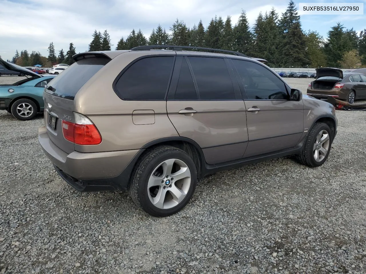 2006 BMW X5 4.4I VIN: 5UXFB53516LV27950 Lot: 77837014