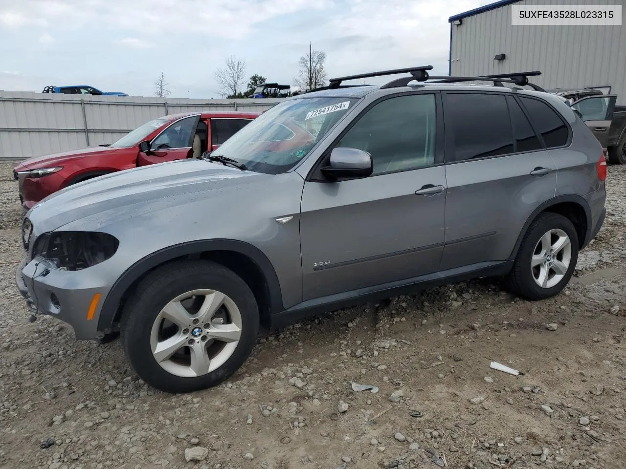 2008 BMW X5 3.0I VIN: 5UXFE43528L023315 Lot: 72541754