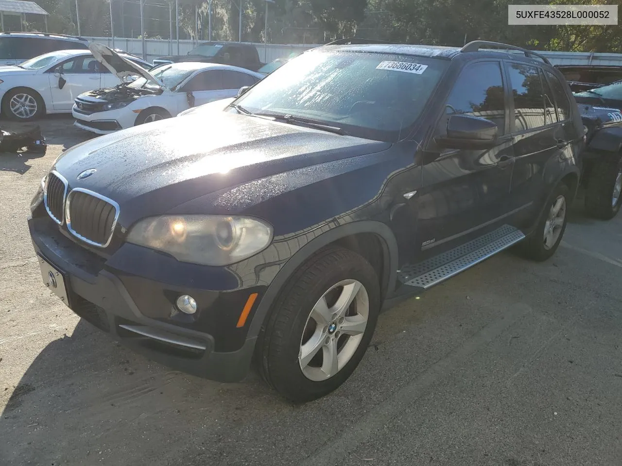 2008 BMW X5 3.0I VIN: 5UXFE43528L000052 Lot: 73686034