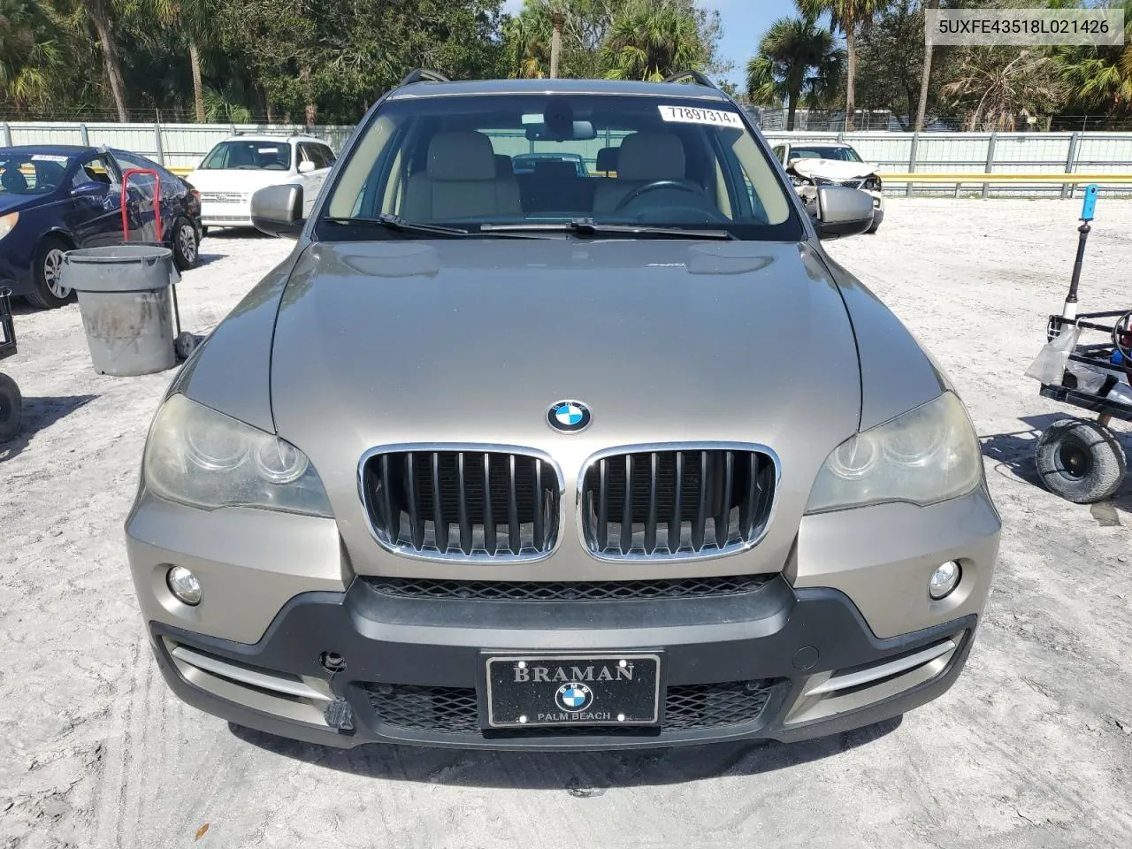 2008 BMW X5 3.0I VIN: 5UXFE43518L021426 Lot: 77897314