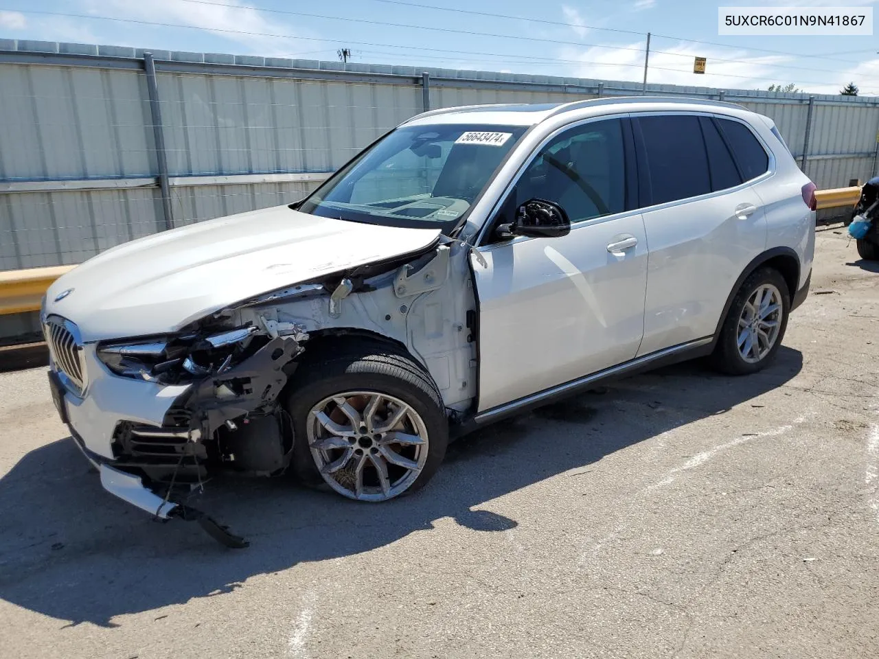 2022 BMW X5 xDrive40I VIN: 5UXCR6C01N9N41867 Lot: 56643474