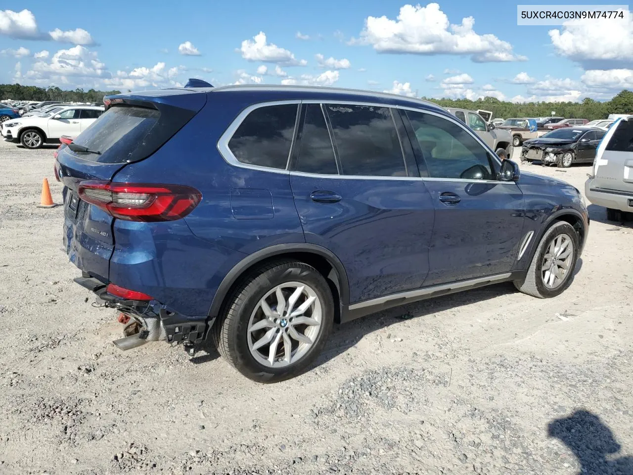 2022 BMW X5 Sdrive 40I VIN: 5UXCR4C03N9M74774 Lot: 73470744