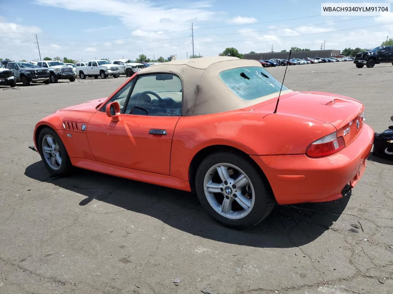 WBACH9340YLM91704 2000 BMW Z3 2.3