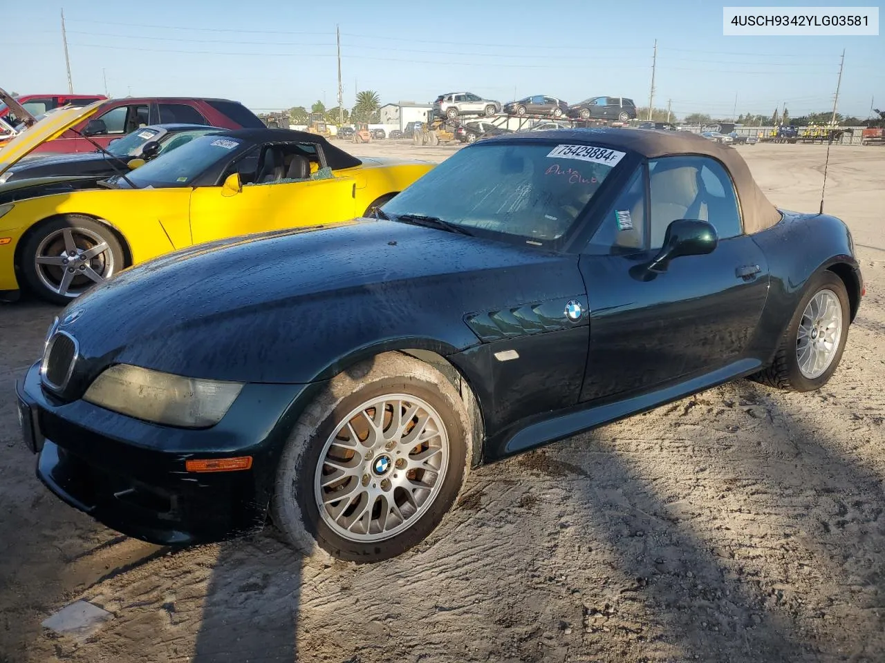 4USCH9342YLG03581 2000 BMW Z3 2.3