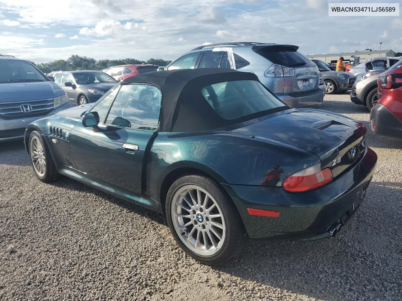 2001 BMW Z3 3.0 VIN: WBACN53471LJ56589 Lot: 74638884