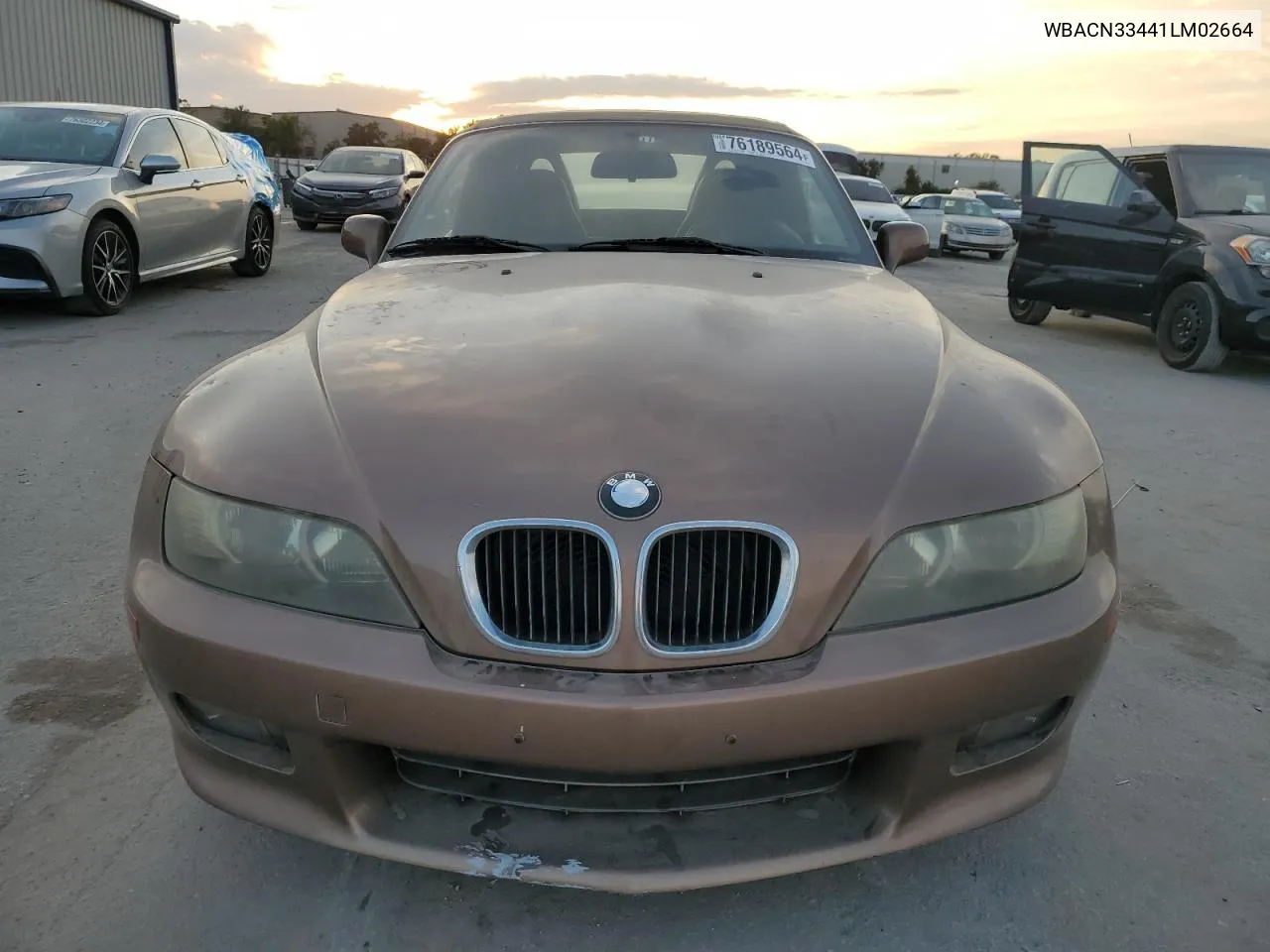 2001 BMW Z3 2.5 VIN: WBACN33441LM02664 Lot: 76189564