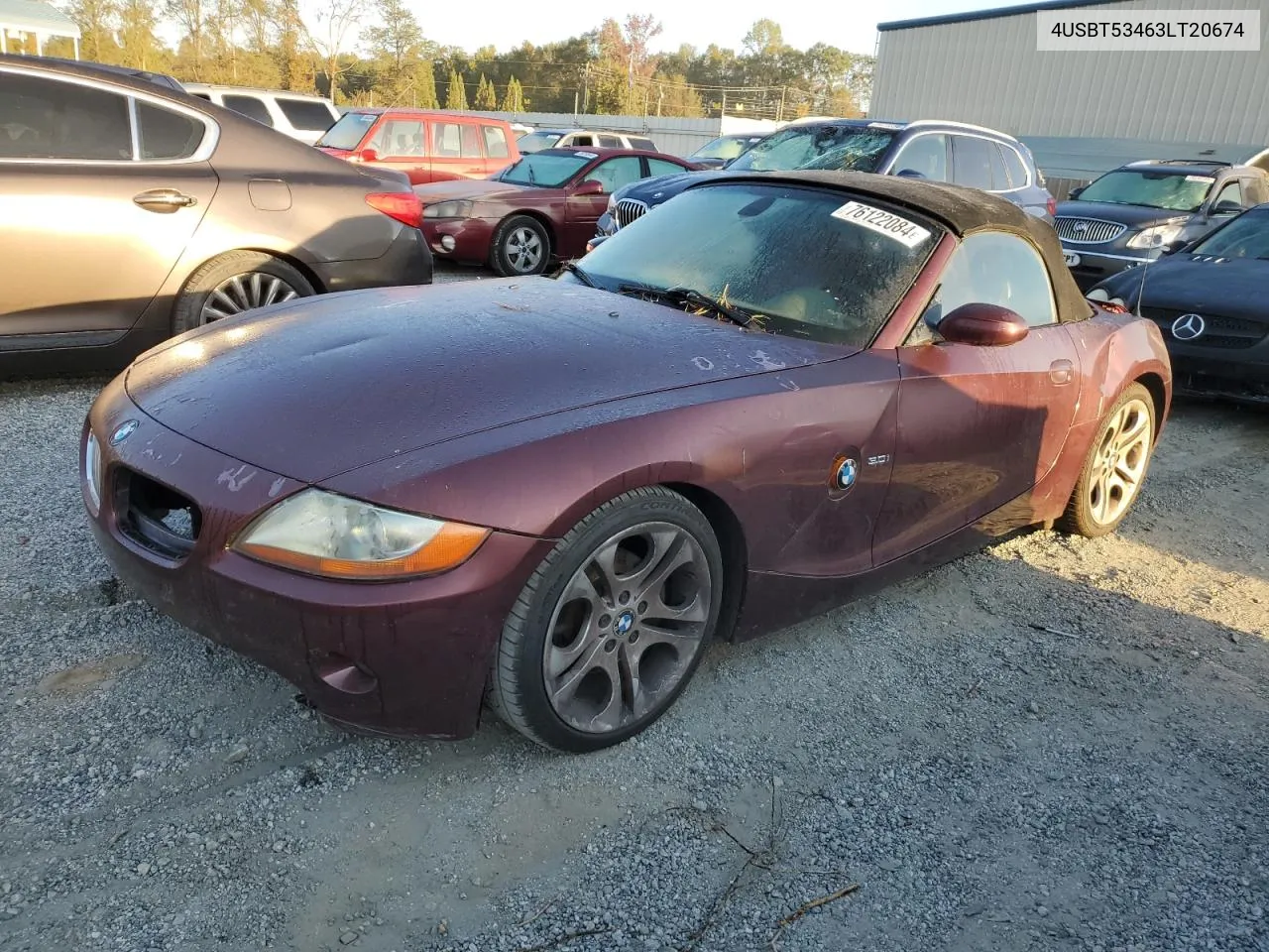 2003 BMW Z4 3.0 VIN: 4USBT53463LT20674 Lot: 76122084