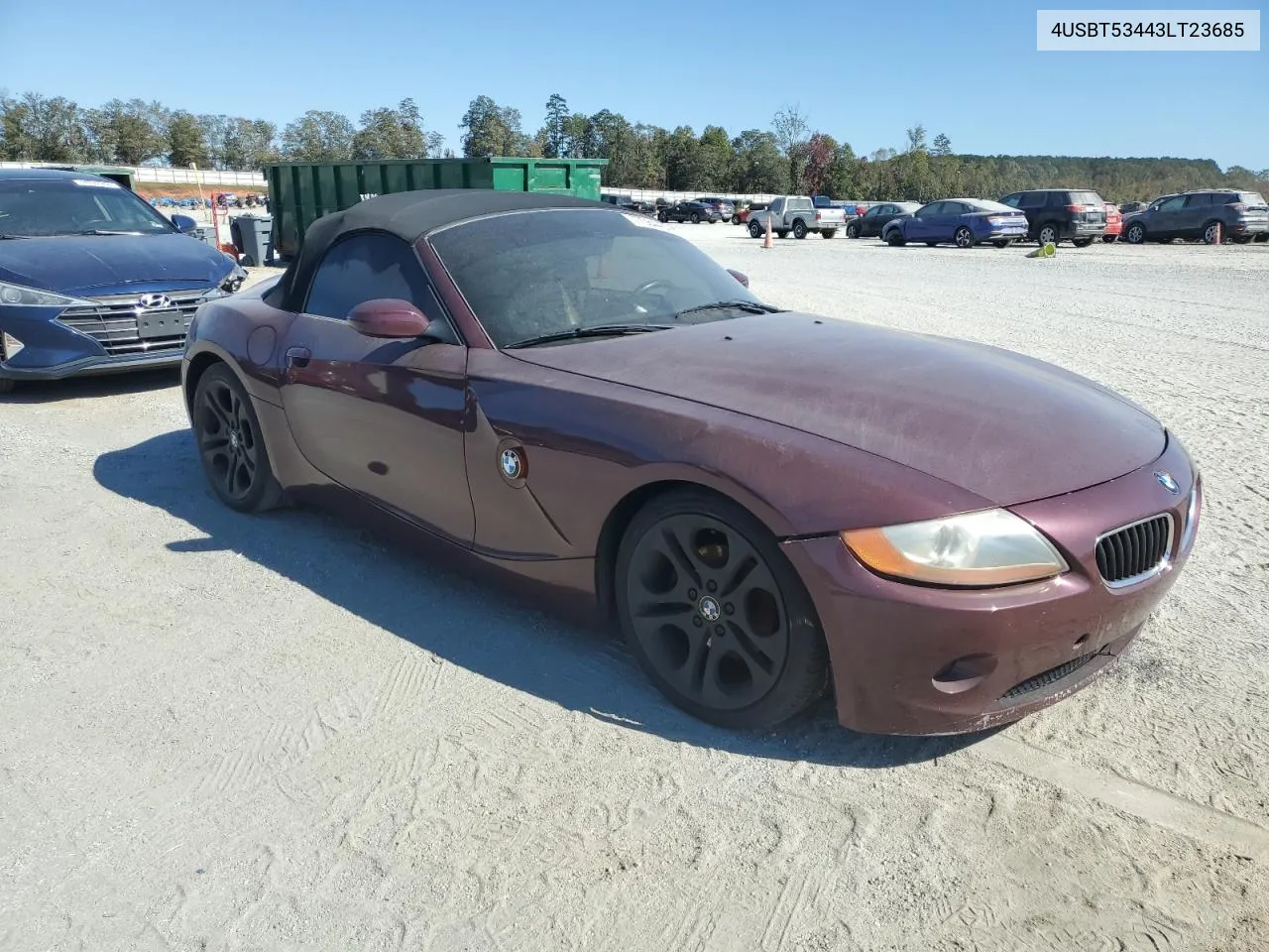 2003 BMW Z4 3.0 VIN: 4USBT53443LT23685 Lot: 77084454