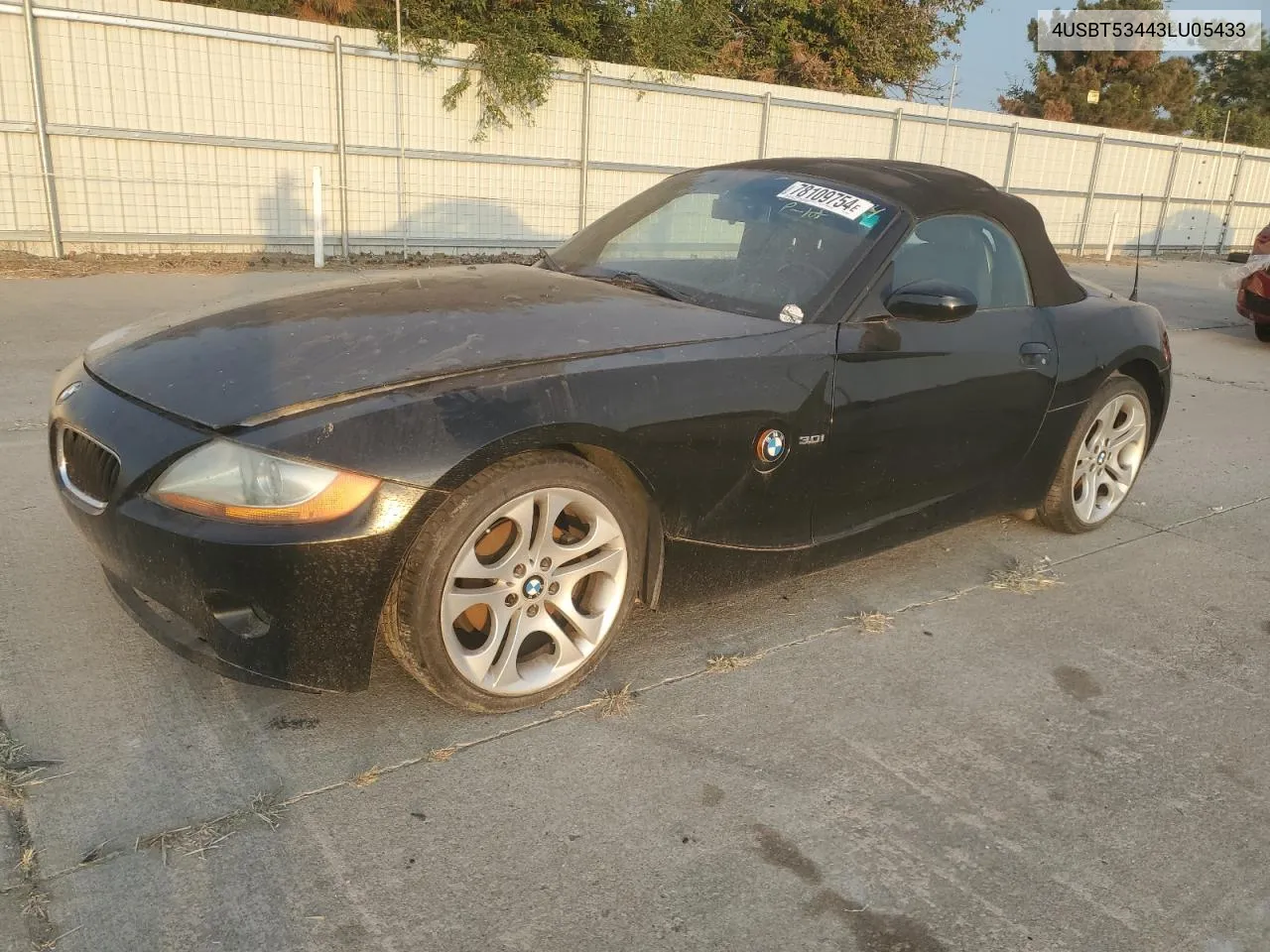 2003 BMW Z4 3.0 VIN: 4USBT53443LU05433 Lot: 78109754