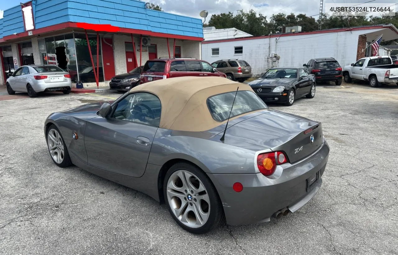 2004 BMW Z4 3.0 VIN: 4USBT53524LT26644 Lot: 79324254