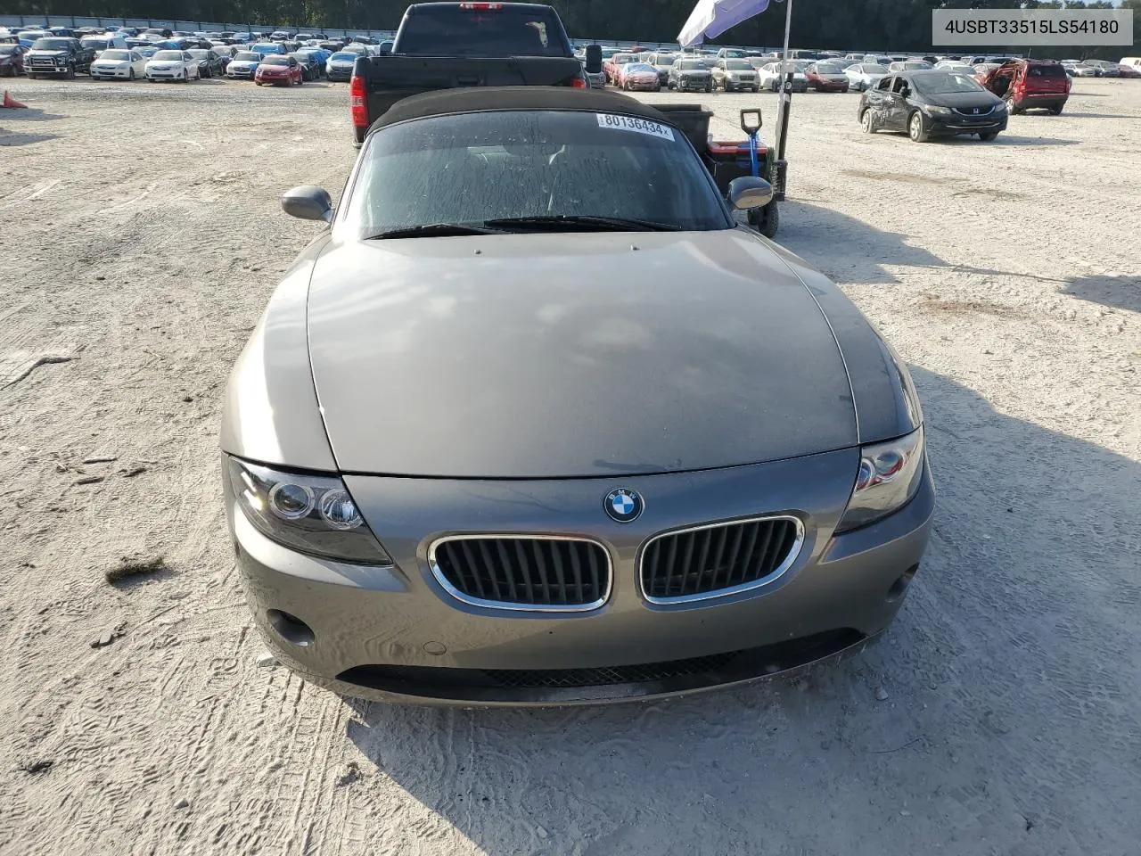 2005 BMW Z4 2.5 VIN: 4USBT33515LS54180 Lot: 80136434