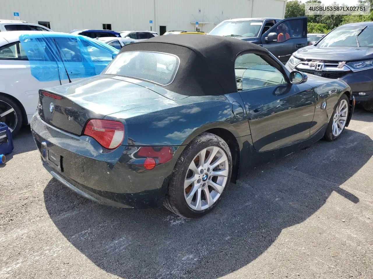 2007 BMW Z4 3.0Si VIN: 4USBU53587LX02751 Lot: 74306434