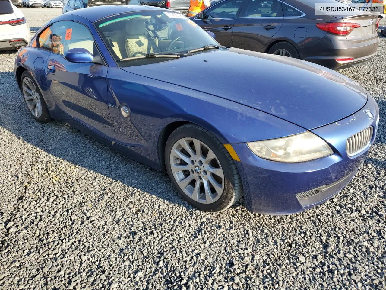 2007 BMW Z4 3.0Si VIN: 4USDU53467LF77333 Lot: 75090494