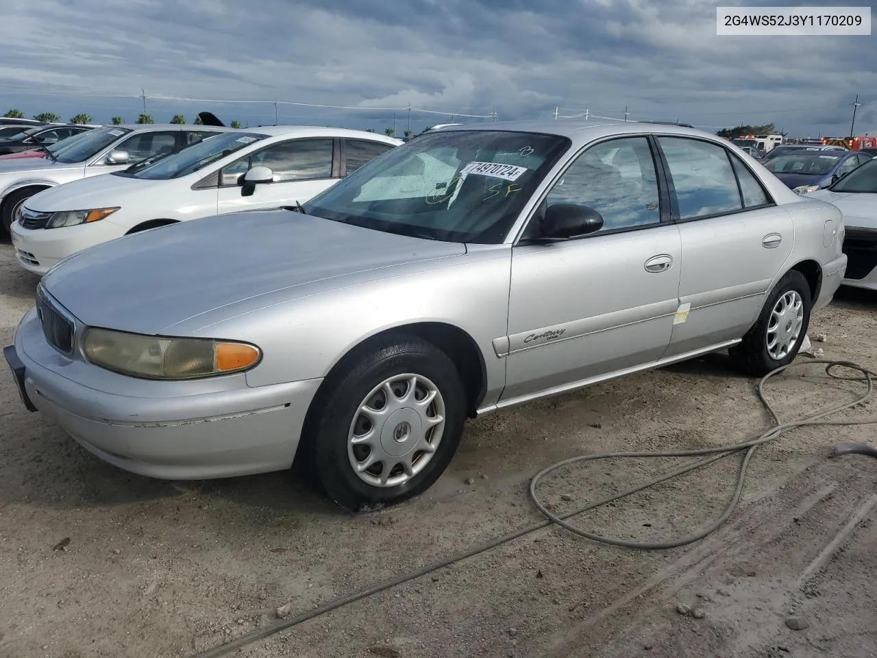 2000 Buick Century Custom VIN: 2G4WS52J3Y1170209 Lot: 74970724