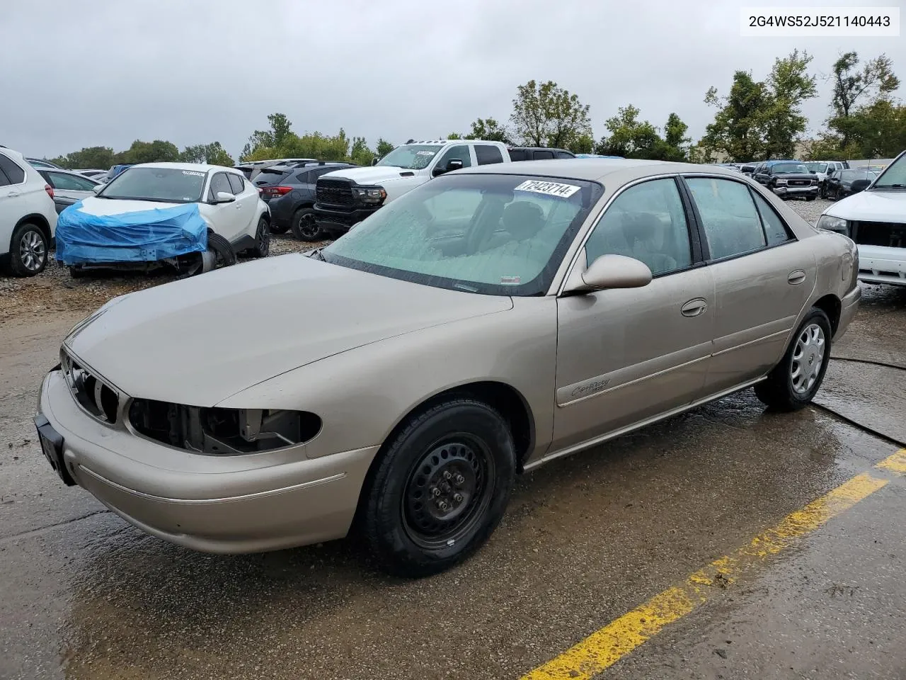 2002 Buick Century Custom VIN: 2G4WS52J521140443 Lot: 72423714