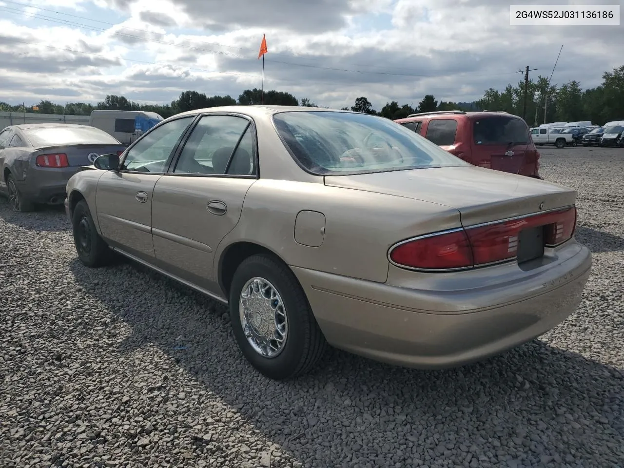 2003 Buick Century Custom VIN: 2G4WS52J031136186 Lot: 64036184