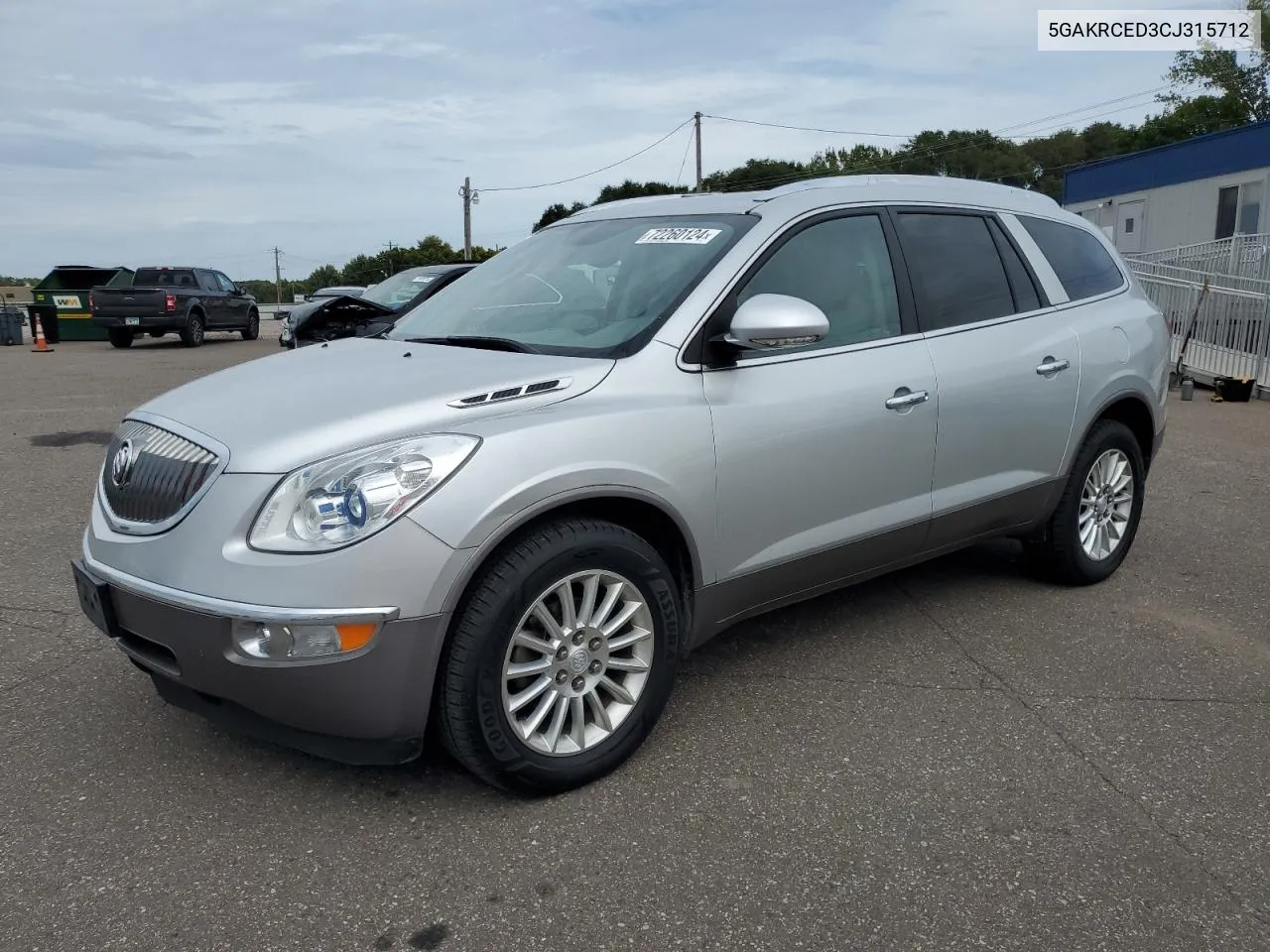 2012 Buick Enclave VIN: 5GAKRCED3CJ315712 Lot: 72260124