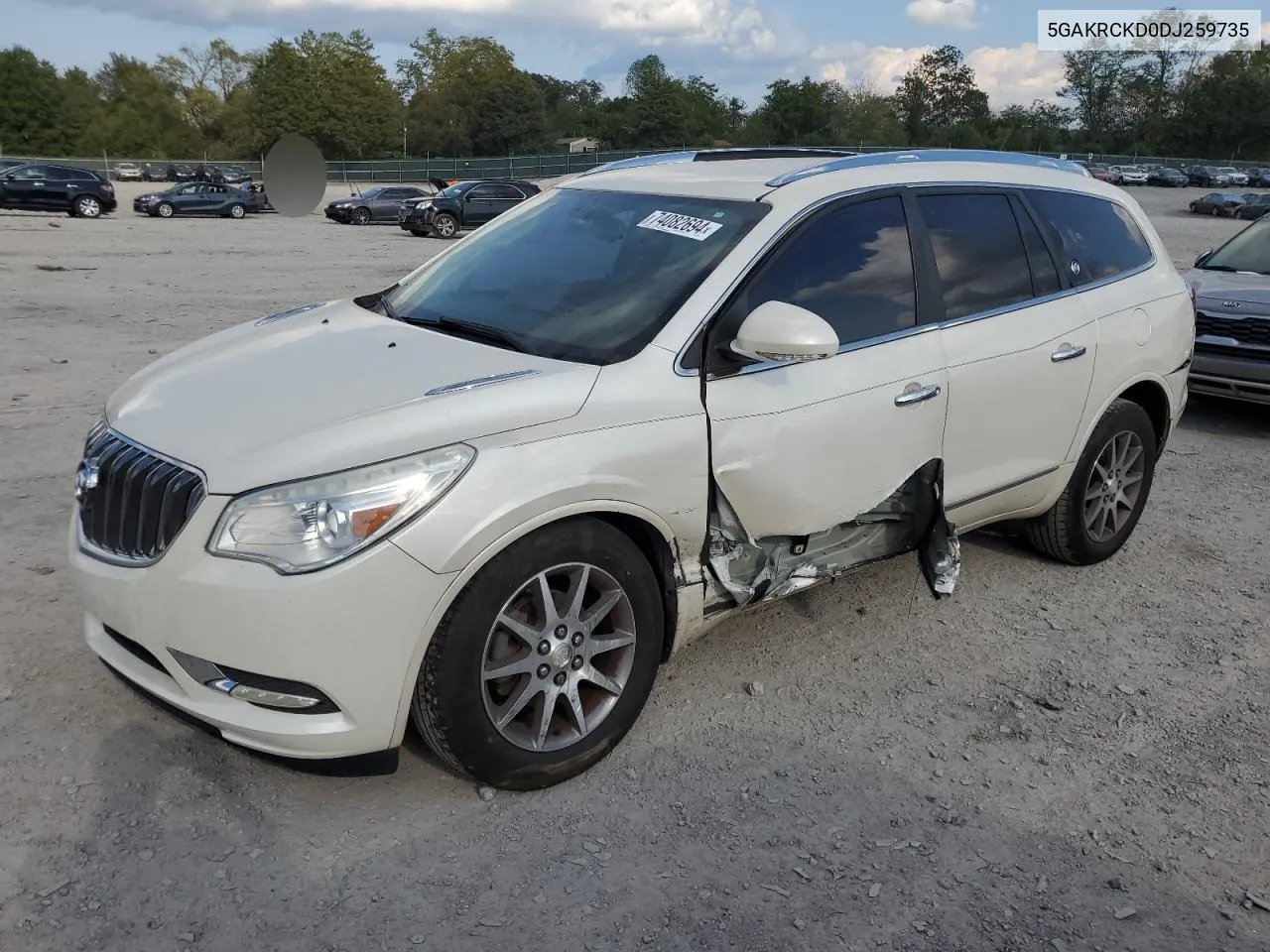 2013 Buick Enclave VIN: 5GAKRCKD0DJ259735 Lot: 74082694