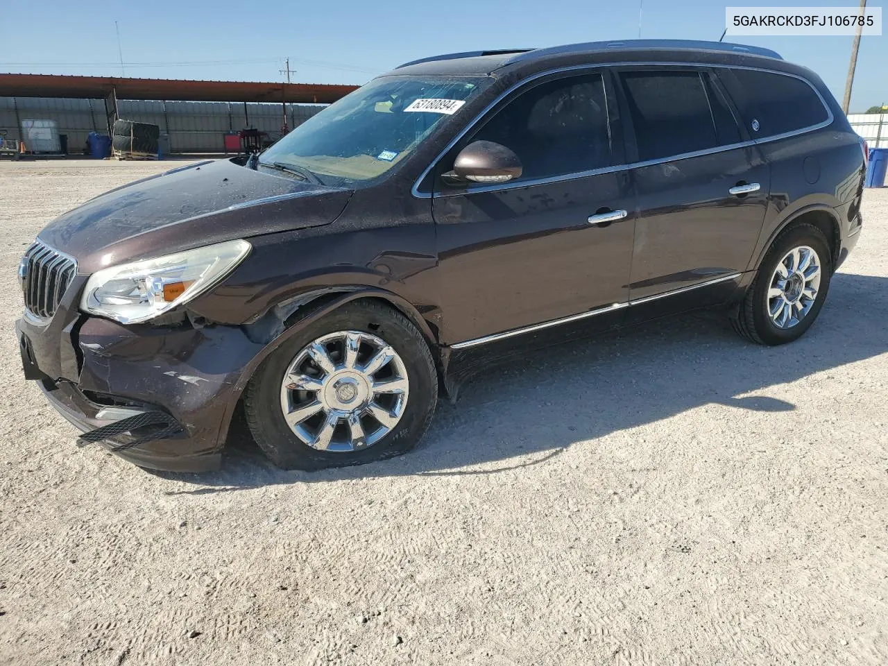 2015 Buick Enclave VIN: 5GAKRCKD3FJ106785 Lot: 63180894