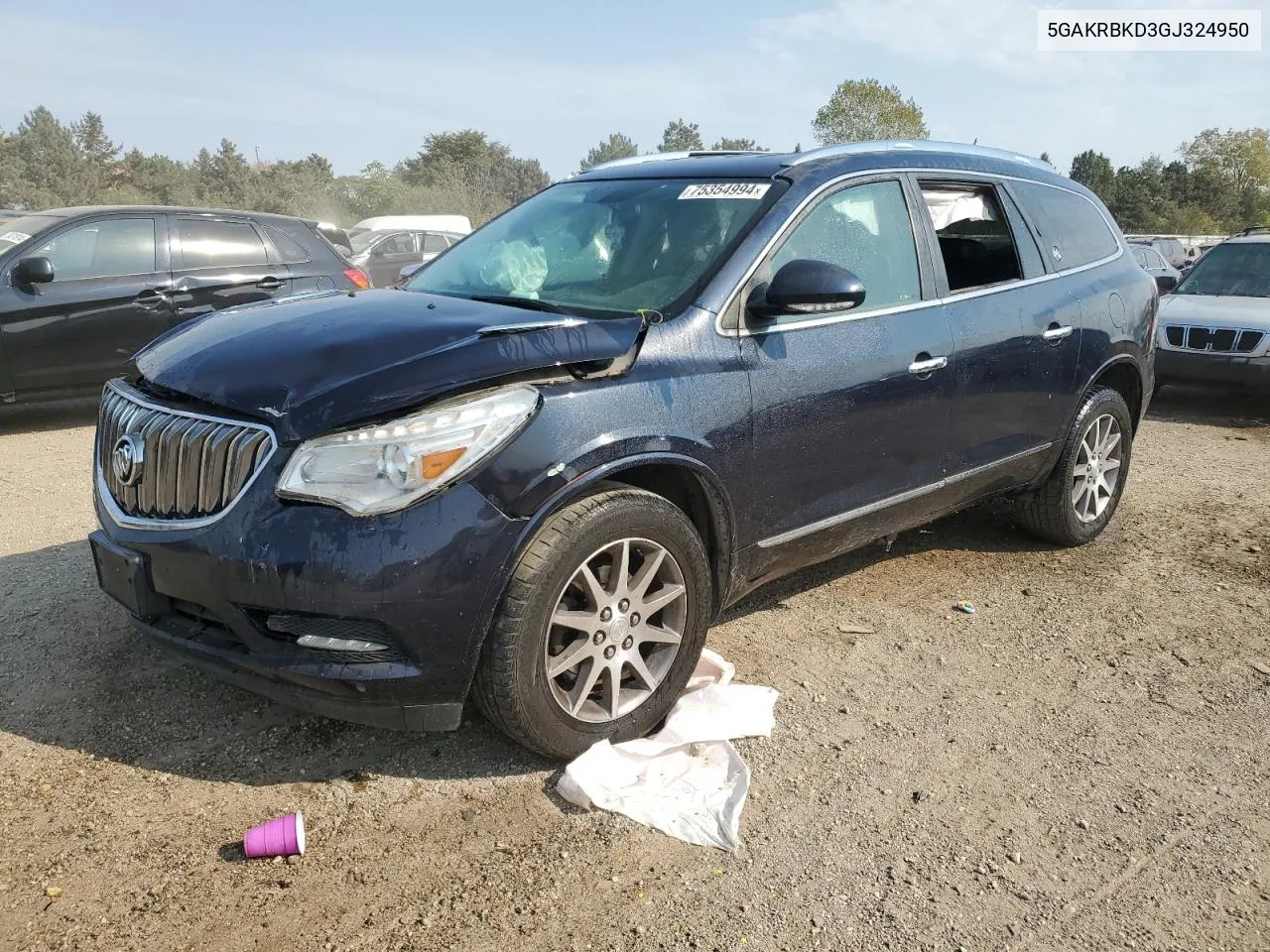 2016 Buick Enclave VIN: 5GAKRBKD3GJ324950 Lot: 75354994