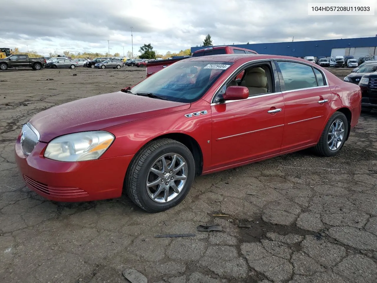 2008 Buick Lucerne Cxl VIN: 1G4HD57208U119033 Lot: 75229404