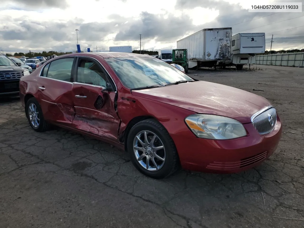 2008 Buick Lucerne Cxl VIN: 1G4HD57208U119033 Lot: 75229404